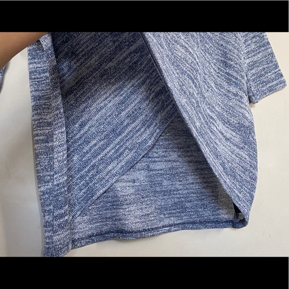 White House Black Market Sparkle Blue Gray Silver Cross Front Knit Top Small - Picture 5 of 8